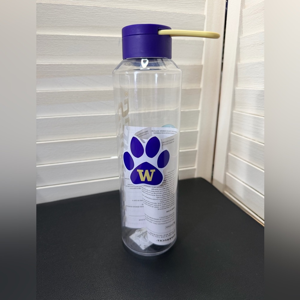 NWT Starbucks Clear Tumbler with UW Huskies logo - Picture 2 of 5